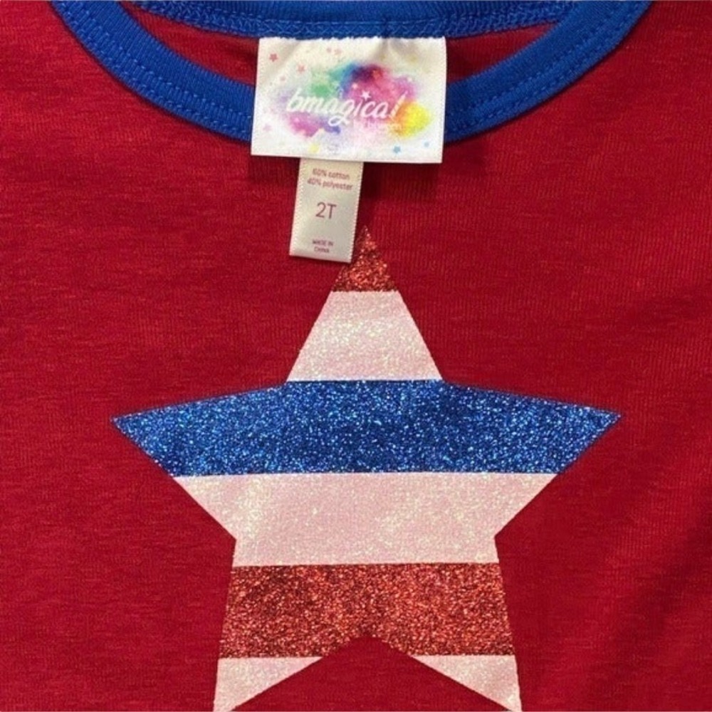 Bmagical Pajama Set 2T Red White Blue Patriotic Star Sleepwear USA Summer Comfy - Picture 4 of 9